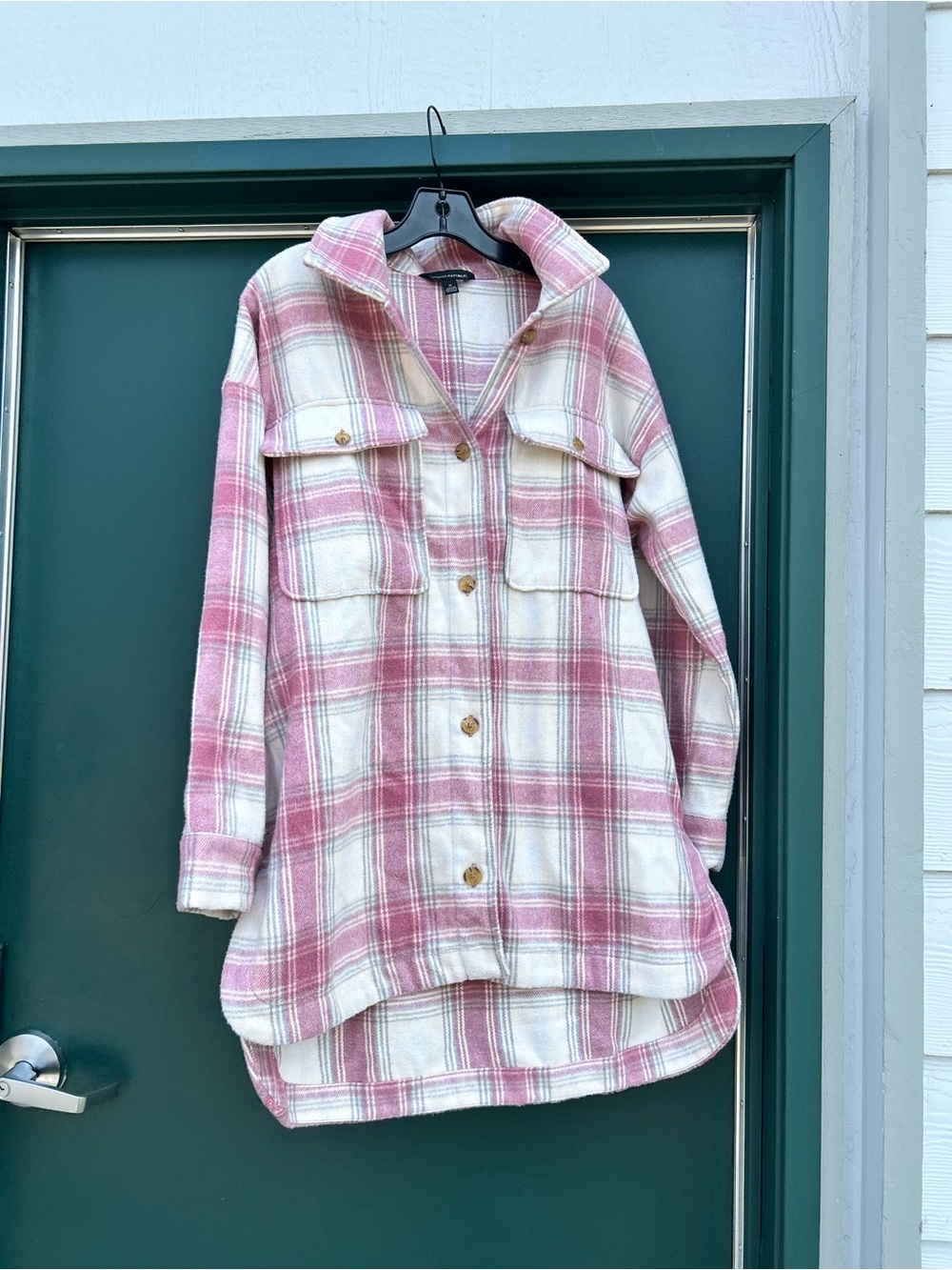 J. Crew Pink & Cream Plaid Utility Shacket
